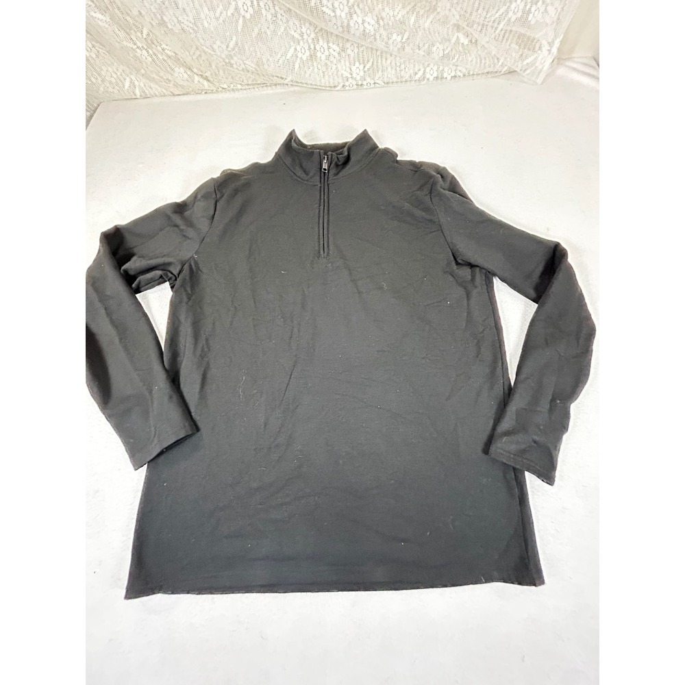 Weatherproof Vintage Mens XL Black Quarter Zip Pullover Fleece Mock Neck Sweater